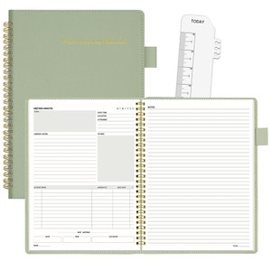SUNEE Half Meeting Half Note - 7.5"x10" Professional Notebooks for Work - 160 Pages, B5 Size Project Planner, Spiral Meeting Agenda Organizer for Wom