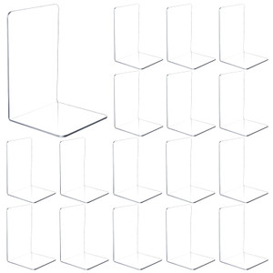 16pcs Clear Bookends for Heavy Books, Acrylic Book Shelf Organizer for Desk,Plastic Heavy Duty Book Holders Standand Invisible Bookshelf Dividers Dec