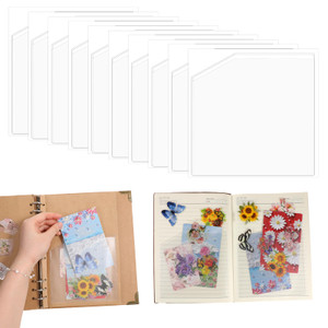 10 Pcs Adhesive Clear Corner Pockets Planner Adhesive Pockets 6 x 6 Inch Self-Adhesive Planner Sticky Display Sheet Protectors for Office School Note