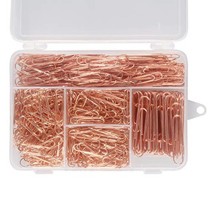 Deoot 600 Paper Clips,Office Rose Gold Paper Clips Assorted Sizes(Small,Medium and Jumbo) 28 mm,33mm,50 mm