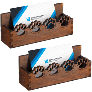 Tatuo 2 Pcs Dog Business Card Holder for Desk Wooden Business Card Stand Farmhouse Wooden Open Postcard Organizer Wood Display Stand for Office Home