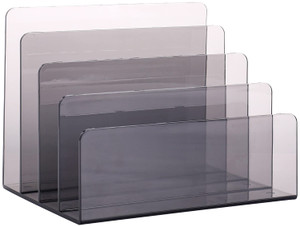 Sooyee 4 Compartment Acrylic File Organizer Holder Folder Organizer for Desk,Office Decorations for Work,Clear Black