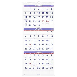 AT-A-GLANCE 2026 Wall Calendar, 12" x 27", Large, Vertical, 3-Month Reference (PM112826)