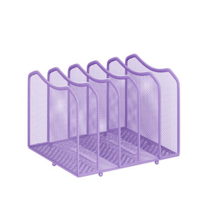 Simple Trending Mesh Desktop File Sorter Organizer, 5-Section Bookshelf for Desk Home Office, Purple