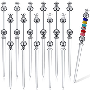 Outus 12 Pieces Beaded Metal Letter Opener Envelope Knife Beadable Letter Opener Stainless Steel Slitter for Gift Office Home DIY Supplies(Silver)