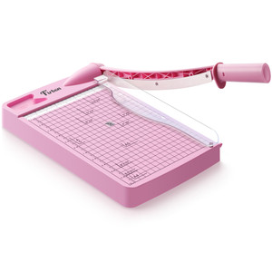 Firbon 12" Guillotine Paper Cutter, Heavy Duty 12-Sheet Capacity Trimmer for Cardstock, Photos, Scrapbooking, Office, Classroom, Studio (Pink)