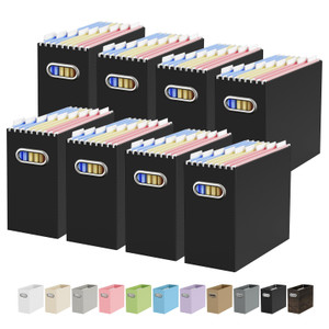 Oterri Cardboard File Organizer Box for Hanging File Folders Letter Size,File Box for Computer Desk,File Cabinet,Working Home,Office,Classroom (Black