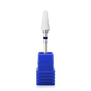 Rolabling Ceramic Nail Drill Bit White Flame Nail Drill Bit for Electric Drill Manicure Machine Nail Salon Tool (Medium Blue)