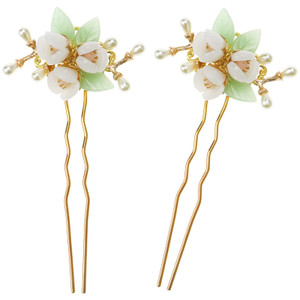 DIYstore 2 PACK Pearl Flower Hair Stick Chinese Hair Chopsticks Vintage Hair Pin Chignon Pin Chopsticks Hair Styling Hair Making Accessories for Wome
