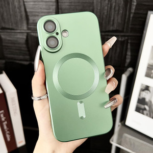 Omio Magnetic Silicone Case for iPhone 16 Plus Compatible with MagSafe, Matte Soft TPU Silicone All-Inclusive Camera Lens Film Shockproof Cover for i