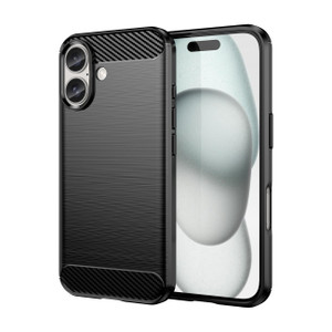 Sidande Case for iPhone 16 Case, Ultra Slim Phone Cover with Shock-Absorption Carbon Fiber TPU Rubber Protective Cases for iPhone 16 Black