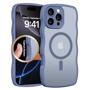 BENTOBEN Magnetic for iPhone 16 Pro Case [Compatible with Magsafe] Curly Wave Frame Translucent Matte Anti-Slip Shockproof Protective Women Girls Men