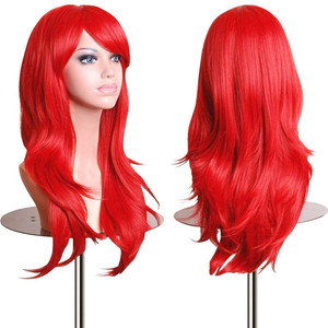 Topbuti 28" Women's Wig Woman's Long Big Wavy Hair Wig for Cosplay Party Costume (Red)