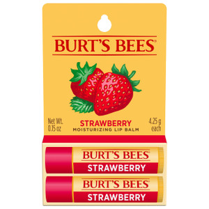 Burt's Bees Lip Balm - Strawberry, Lip Moisturizer With Responsibly Sourced Beeswax, Tint-Free, Natural Origin Conditioning Treatment, 2 Tubes, 0.15