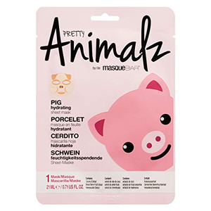 masque BAR Pretty Animalz Pig Facial Sheet Mask (6 Pack) Korean Beauty Skin Care Treatment Hydrates, Moisturizes & Nourishes Tightens, Fi