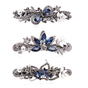 Kicosy Barrettes for Women 3 Pack Vintage Shining Rhinestone Hair Barrettes Metal Flower Butterfly French Clip Faux Crystal Hair clip Spring Hair Bar