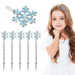 Lurrose Snowflake Hair Clips: 6pcs Blue Snowflake Hair Pins - Rhinestone Decorative Bobby Pins for Women Girls Christmas Bithday Wedding