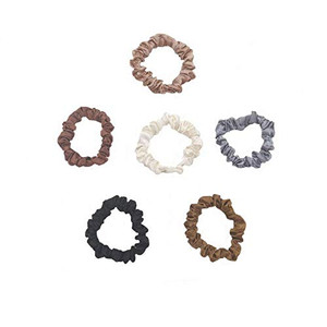 6 Pcs Silk Hair Scrunchies Soft & Comfortable Small Silk Scrunchy Skinny Hair Ties Bows Ropes Elastics Ponytail Holders for Women Girls Hair Accessor