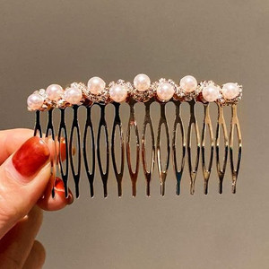 JONKY Bride Wedding Rhinestone Hair Side Comb Rose Gold Pearl Hair Piece Bridal Prom Hair Accessories for Women Wedding