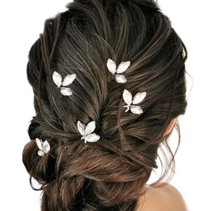 Brishow Crystal Bride Wedding Hair Pins Silver Rhinestone Hair Piece Prom Bridal Hair Accessories for Women and Girls (Pack of 5)