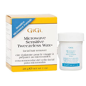 GiGi Microwave Sensitive Tweezeless Wax with Azulene Oil - Non-Strip Facial Hair Remover for Sensitive Skin, 1 oz