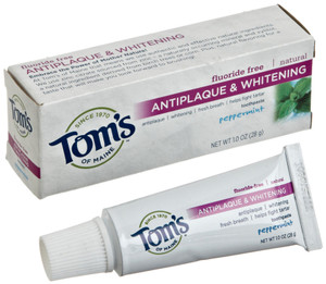 Tom's of Maine, Fluoride Free Antiplaque & Whitening Toothpaste - Peppermint, 1 Ounce