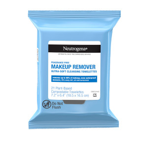 Neutrogena Fragrance-Free Makeup Remover Wipes, Daily Facial Cleanser Towelettes, Gently Removes Oil & Makeup, Alcohol-Free Makeup Wipes, 21 ct