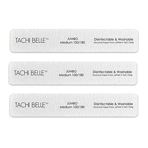Tachibelle 3 Pcs Premium JAPAN Abrasive Jumbo File Washable Zebra File Nail Art Sanding Nail Files (3PC (100/180))