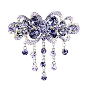E EMZHOLE Large Elegant Hair Barrettes for Women Girls Spring Clip Flower Tassel Design Sparkly Glitter Rhinestone Hairpin Crystal Hair Clip Hair Acc