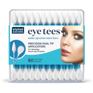 Fran Wilson EYE TEES COTTON TIPS 80 Count - Precision Makeup Applicator, Double-sided Swabs with Pointed and Rounded Ends for Perfect Blending, Effec