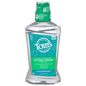 Tom's of Maine Wicked Fresh! Mouthwash Cool Mountain Mint, 16 Fl Oz (Pack of 1) (Packaging May Vary)