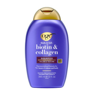 OGX Thick & Full + Biotin & Collagen Volumizing Shampoo, Nutrient-Infused Hair Shampoo with Vitamin B7 Biotin Gives Hair Volume & Body for 72+ Hours,