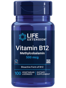 Life Extension Vitamin B12 Methylcobalamin 500mcg - Vitamin B12 Supplement for General Energy and Brain Health - Sugar Free Vegetarian Lozenges Disso