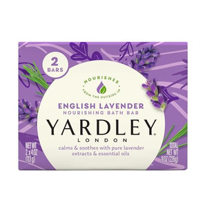 Yardley London Nourishing Bath Soap Bar English Lavender, Calms & Soothes with Pure Lavender Extracts & Essential Oils 4.0 oz Bath Bar, 2 Soap Bars