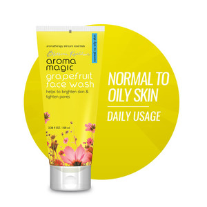 Aroma Magic Grapefruit Face Wash | Daily Cleanser for Normal to Oily Skin | Controls Oil, Tightens Pores, Revives & Refreshes Skin | Day & Night Use