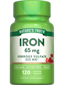 Nature's Truth Iron Supplement | 65mg | 120 Tablets | 325mg Ferrous Sulfate | Non-GMO & Gluten Free Pills