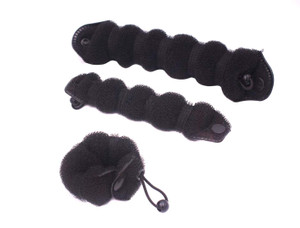 Set of 3 Magic Hair Styling Styler Hot Hair Donut Bun Ring Styler Maker (1 large+2 small) (Black)