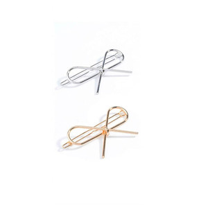 AKOAK Metal Bow Copper Hair Clip Bobby Pin Ponytail Holder Hair Accessories for Women and Girls(2 Pcs/Lot,1 Gold & 1 Silver)