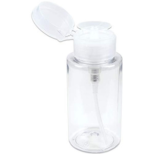 Beauticom Professional No Wording Labeled Push Down Liquid Pumping Empty Bottle Dispenser (7 oz, Clear)