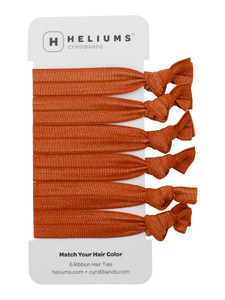 Cyndibands Elastic Hair Ties - Copper Orange - Gentle Hold Ribbon Ponytail Holders, 6 Count