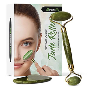Gua Sha Massage Tool Jade Roller Skin Care Kit by Branfit, 100% Natural Jade Roller Beauty Product for Anti-Aging & Anti-Wrinkle Treatment, Massager