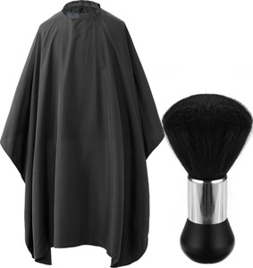 Borogo Professional Hair Cutting Cape with Neck Duster Brush, Salon Barber Cape, Hairdressing Accessories Black