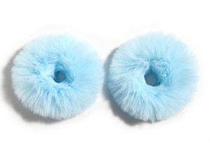 Furling Pompoms Furry Faux Rabbit Fur Hair Scrunchies Artificial Fur Hair Bobbles Elastic Hair Band Rope Wristband Ponytail Accessories 2pcs Light Bl