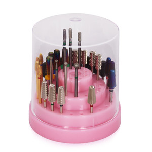 PANA Round Cake Tier Nail Drill Bit Holder Display Organizer Case - Dustproof Carbide Bit Storage Container Box For Manicure Tools Nail Salon - 48 Ho
