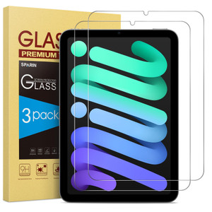 SPARIN 2 Pack Screen Protector for iPad Mini 7/6 (7th/6th Generation) 8.3 Inch, Tempered Glass for iPad Mini A17 Pro 7th Gen 2024/ 6th Gen 2021, Case