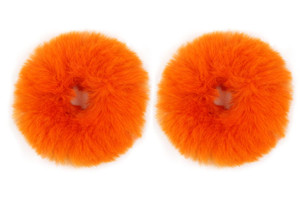 2pcs Pack Furry Faux Fur Hair Scrunchies Artificial Fur Hair Bobbles Elastic Hair Band Rope Wristband Ponytail Accessories (Orange)