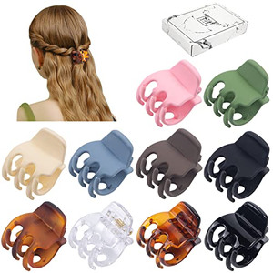 10 Small Claw Clips for Women and Girls, Great for Easily Pulling Up Your Hair, Pefrect for All Hair Types, Plastic Material 10 Count Gift box