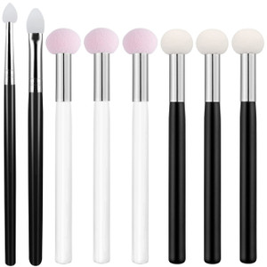 Makeup Brushes Set for Women Professional, 6 Pcs Eye Shadow Applicators + 2 Shapes Silicone Lip Mask Brush, 2 Color Makeup Sponge Brush Sponge Tip Ey