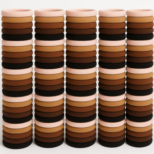 Best ouchless hair ties,100 Pcs Large Brown for Thick Curly Hair Elastic Band Ponytail Holder -Bulk for Women, Girls, Kids, Men - 8MM Thick, No Damag