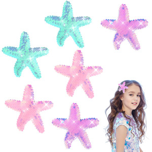 Amabro 6PCS Starfish Hair Accessories: Glitter Hair Claw Barrettes, Sequin Headpieces, and Sea Star Alligator Clips for Women, Girls, and Brides